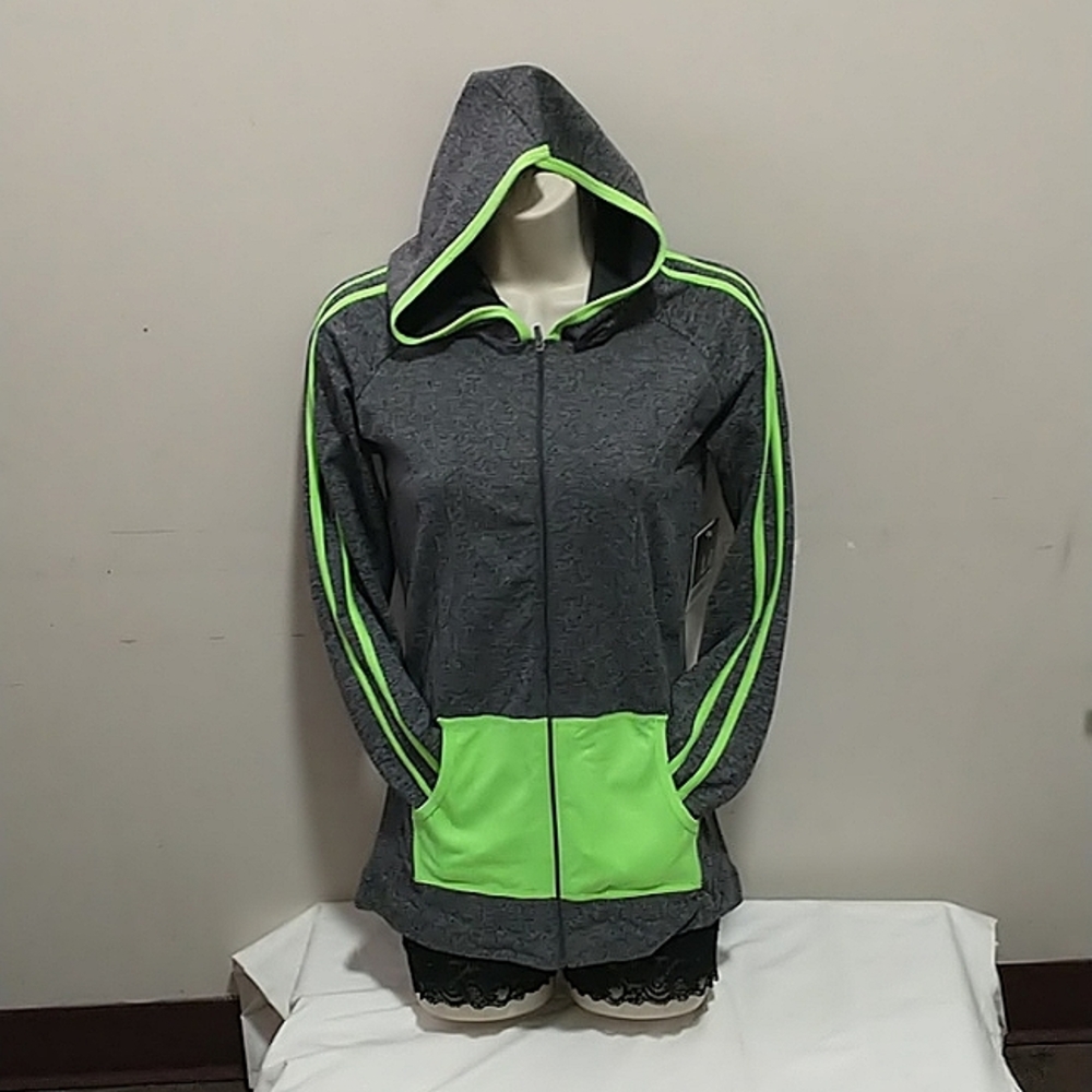 One Size Heather Grey L.A. Winners Zip-Up Hoody with Neon Green Trim.